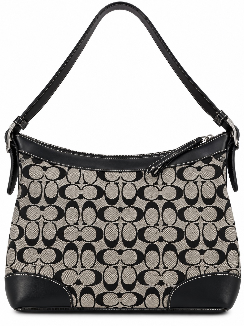 Coach Signature Canvas Hobo Bag in Black/Beige